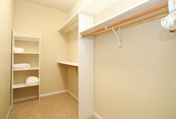 Walk in closet space at Ridge Pointe Villas in Lincoln Nebraska