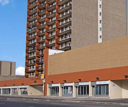 The exterior of the Centre Pointe Apartments. 