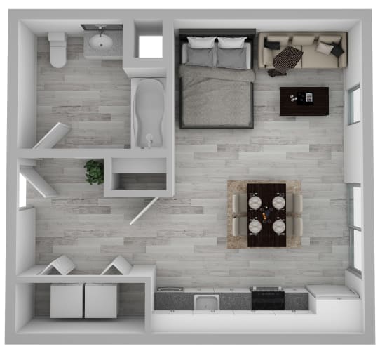 Floor Plan  studio apartment floor plan at AVIVA Apartments