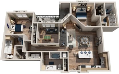 3 Bed floorplan at The River, Chester, VA