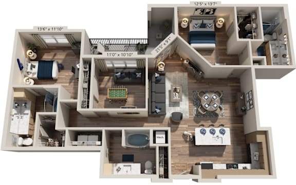 3 Bed floorplan at The River, Chester, VA