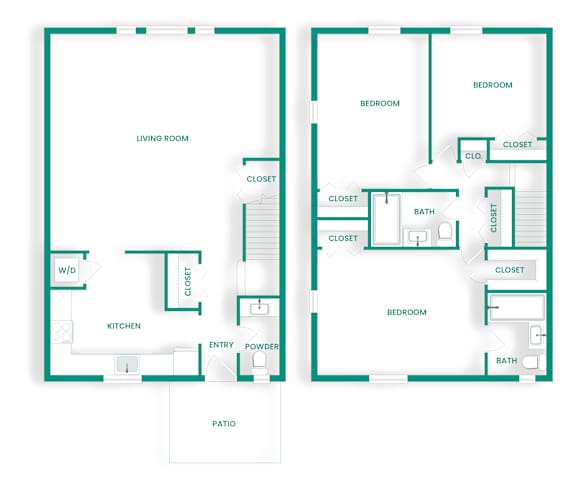 CTH2 Townhome Floor Plan at Amberleigh Apartments in Fairfax, VA