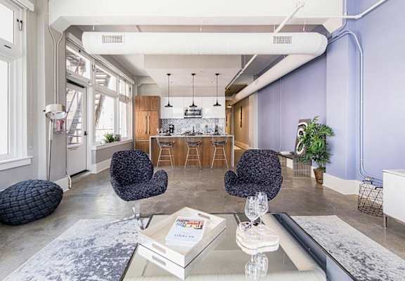 Living room decor at Fourteen56, Detroit, MI, 48226