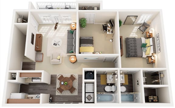 Floor Plan  2 Bed Floorplan at Wellington Place, Sandston