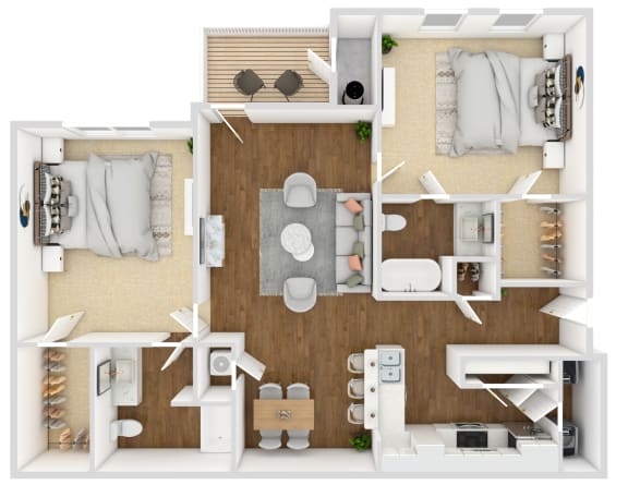 2 Bed 2 Bath Floor Plan | 1,192 Sq. Ft. at The Madison Apartment Homes in TX 75703