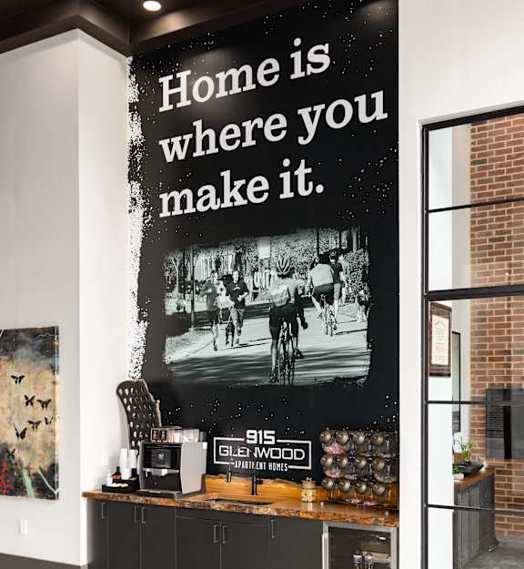 a wall mural in the lobby of a home is where you make it