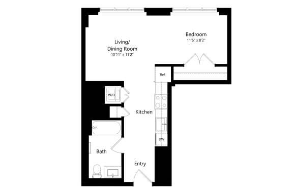 Studio floor plan at Continuum, White Plains, NY, 10606