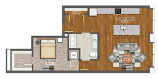 1Bd 1Bth D Floor Plan at Stella St. Paul Apartments, St. Paul, Minnesota