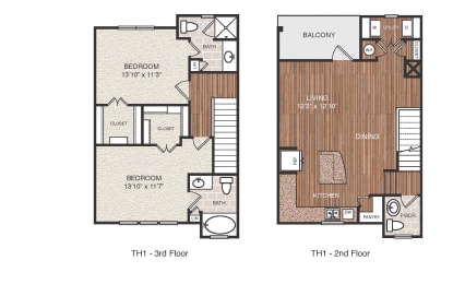 E1 Floor Plan at Berkshire Medical District, Dallas