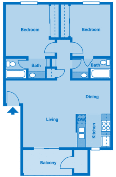 Sycamore Creek 2 Bedroom Floor Plan 900 Square Feet