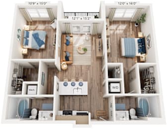 2 Bedroom 2 Bath floorplan at The River, Chester, VA, 23836