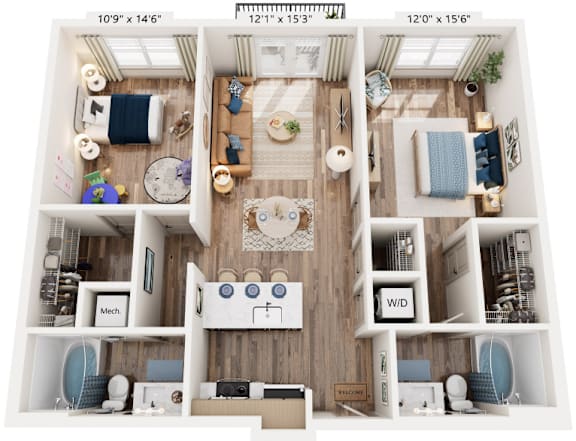 2 Bed 2 Bath floorplan at The River, Virginia, 23836