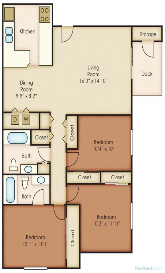 Spokane Valley, WA Aspen Apartments 3 bedrooms 2 bath