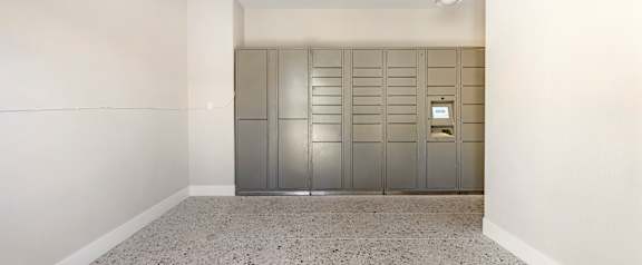 Our well-lit and spacious hallway leading to the parcel lockers offers easy, convenient access for all residents.