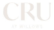 A logo with the text at Cru at Willows Apartments, Redmond, 98052