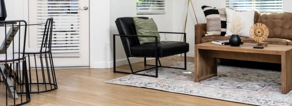 living and dining area with couch and dinner table
