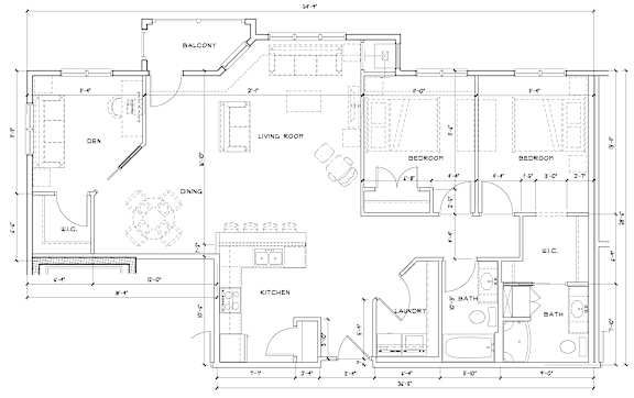A black and white image of a unit floor plan.