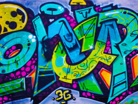 Graffiti art with the word "LOVE" in the center.