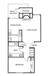 One Bedroom One Bath Floor Plan  at Arterra Woods, Bothell
