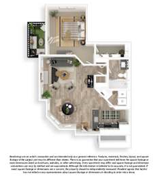 A floor plan of an Aukum Ironwood apartment with one bed and one bath.