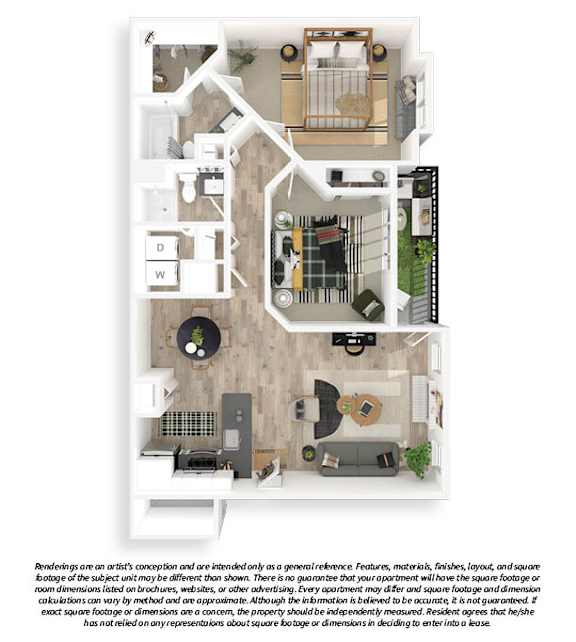 A floor plan of a 2 Bed/2 Bath apartment in Ironwood.