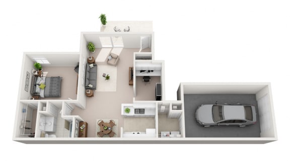 961 sq.ft. One Bed One Bath