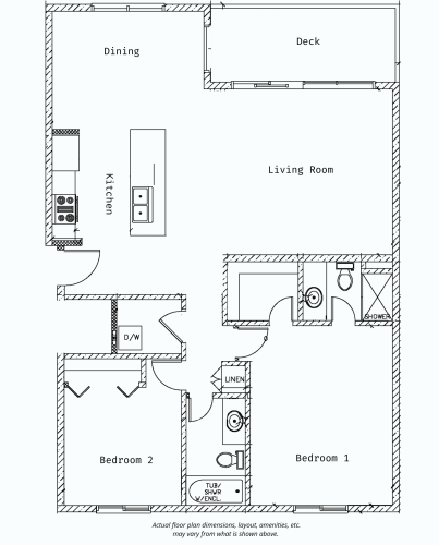 Floor Plan  2 Bed 2 Bath - Deluxe