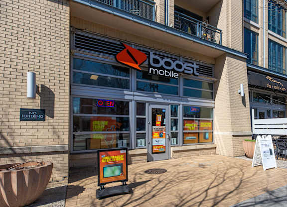 Boost Mobile storefront near Park Place at Petworth Apartments at 850 Quincy Street, NW, Washington, DC