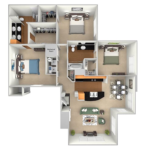 The Retreat at Cinco Ranch - C1 - 3 bed 2 bath - 3D
