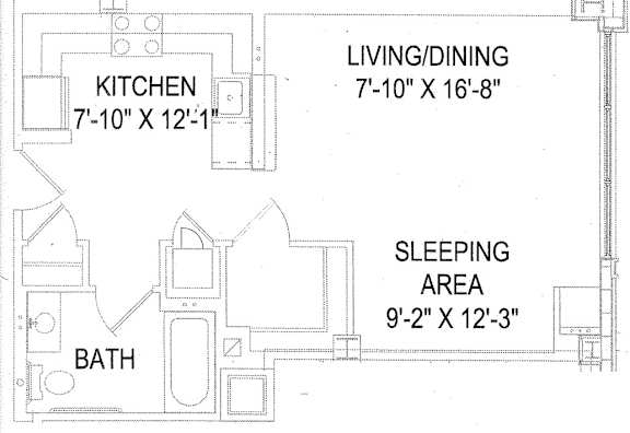 Studio S4 Floor Plan at 66 Main, New York, 10701