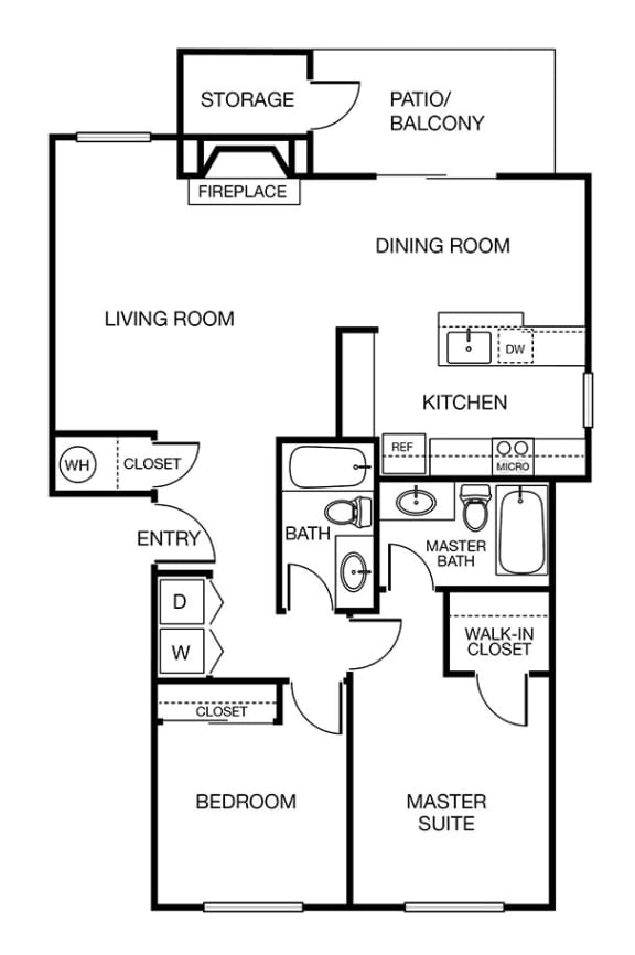 Two Bedroom Two Bath Floor Plan  at Arterra Woods, Bothell, WA