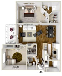 Flowood Heights 2 bed 2 bath Floor Plan | 1,240 Sq. Ft. at Ashford Place Apartment Homes, Mississippi 39232