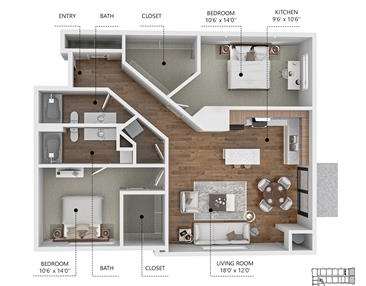 C6 Floor Plan at Soll, Des Moines, 50312