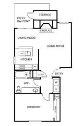 One Bedroom One Bath Floor Plan  at Arterra Woods, Washington