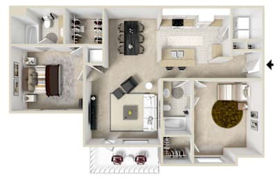 2x2 SEQUOYAH | 1,104 Sq. Ft. at Highlands Apartment Homes, Bartlett, TN, 38135