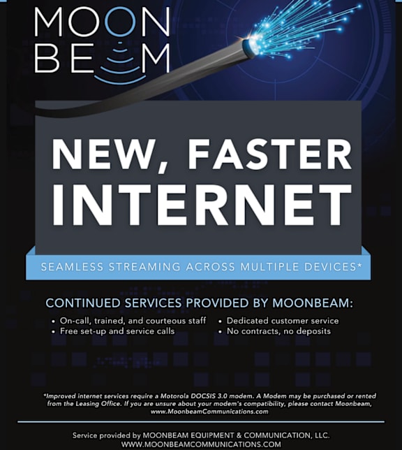 a poster for moon beam new faster internet