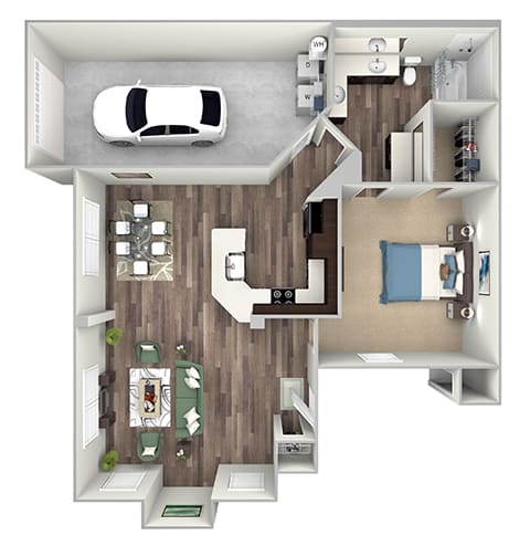 The Retreat at Cinco Ranch - A3 - 1 bed 1 bath 1 garage - 3D