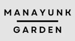 the logo of manayunk garden on a grey background