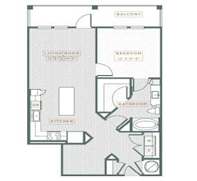 1 Bedroom 1 Bathroom Floorplan at POINTE AT EAST SHORE APARTMENTS, APOPKA, 32703