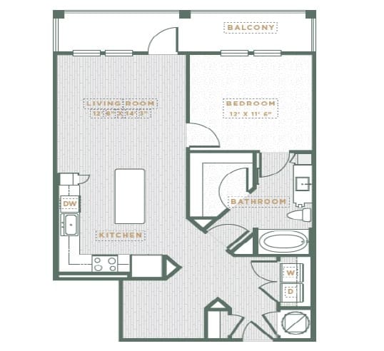 1 Bedroom 1 Bathroom Floorplan at POINTE AT EAST SHORE APARTMENTS, APOPKA, 32703