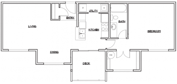 1 Bed 1 Bath Standard Apartment 2nd Floor Layout at 5100 Summit Apartments