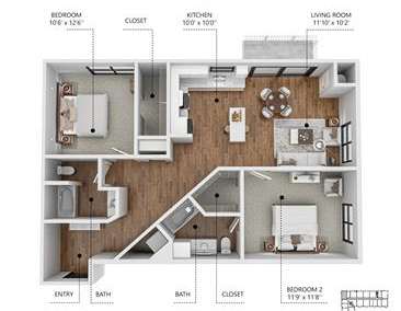 C1 Floor Plan at Soll, Des Moines