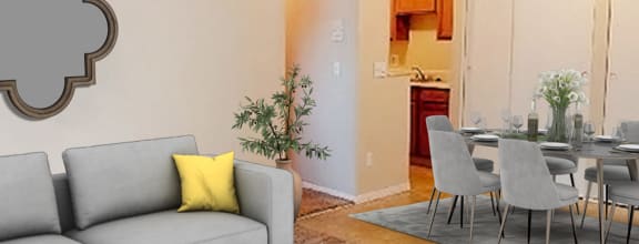 a living room with a couch and a table  at Summit East - A Senior Community, Ohio, 45237