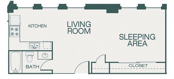 The Kirby - A1 - The Ervay - studio - 1 bath