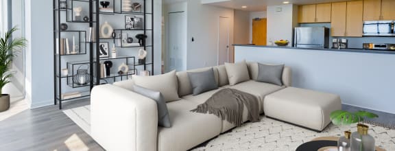 furnished living room with kitchen at Vendome Place, San Jose, CA 95110
