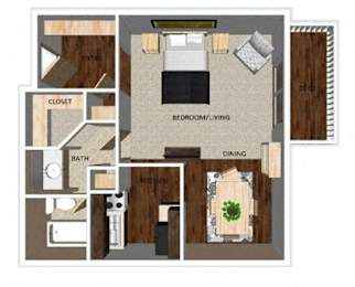 500 SF studio one-bath Floor Plan at Pacific West Apartments in Omaha, NE