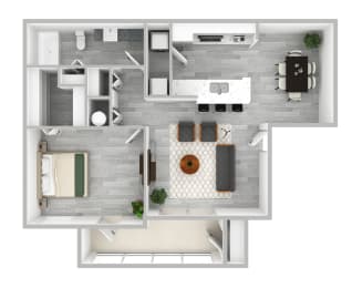 1 bedroom 1 bath The Preserve at Westchase A1 3D Floor Plan at The Preserve at Westchase, Tampa, FL