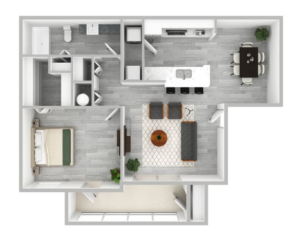 1 bedroom 1 bath The Preserve at Westchase A1 3D Floor Plan at The Preserve at Westchase, Tampa, FL