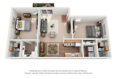 950 sq.ft. Two Bed Two Bath