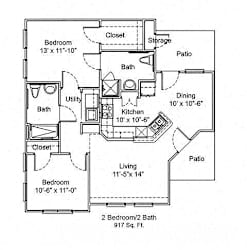 Floor Plan 2 Bedroom B